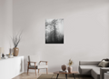 70 x 94,8 cm, Aluminum Dibond Fog Lines – A Path Through Quiet Woods