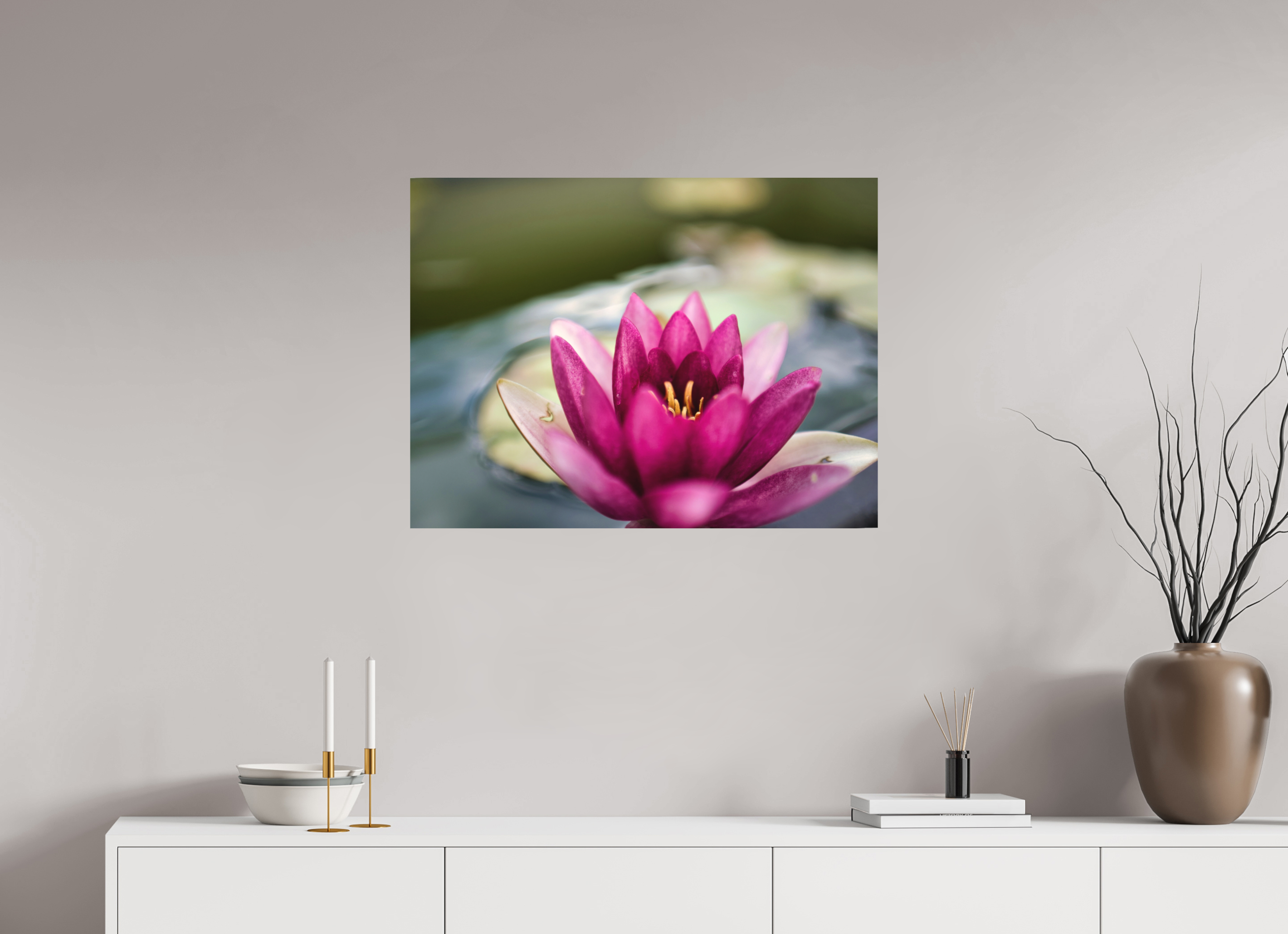 80 x 60 cm, Aluminum Dibond Water Lily Grace – Stillness in Bloom