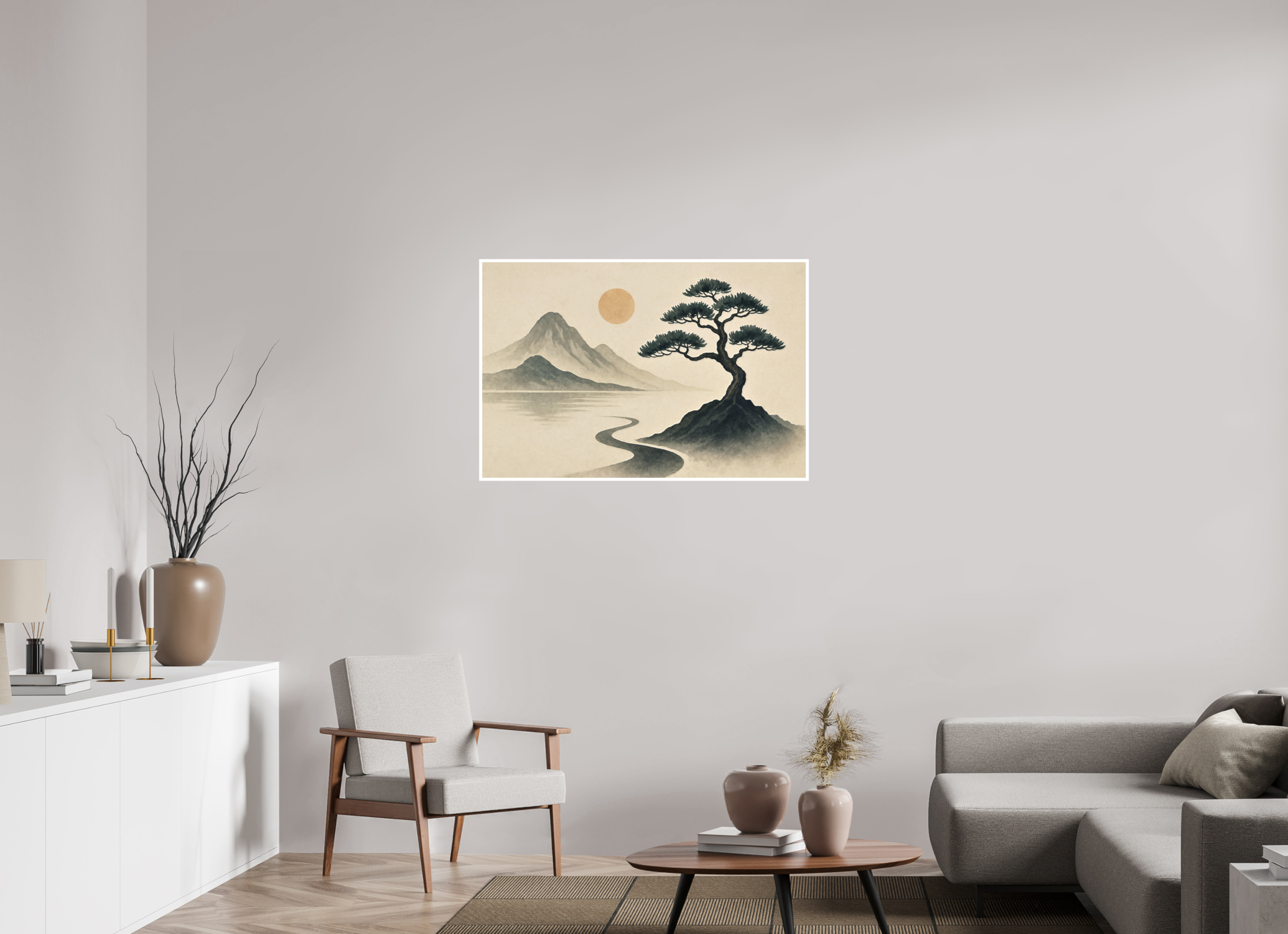 105 x 70 cm, Poster Solitary Path – Light Over Quiet Mountains