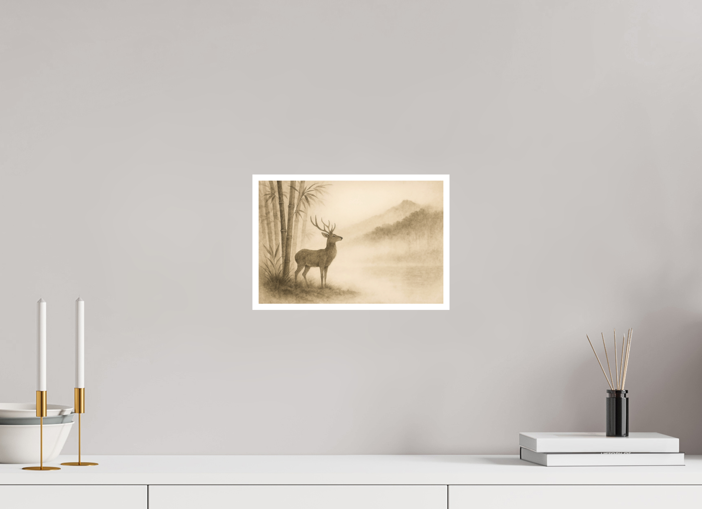 30 x 20 cm, Poster Deer in the Mist – Quiet Strength
