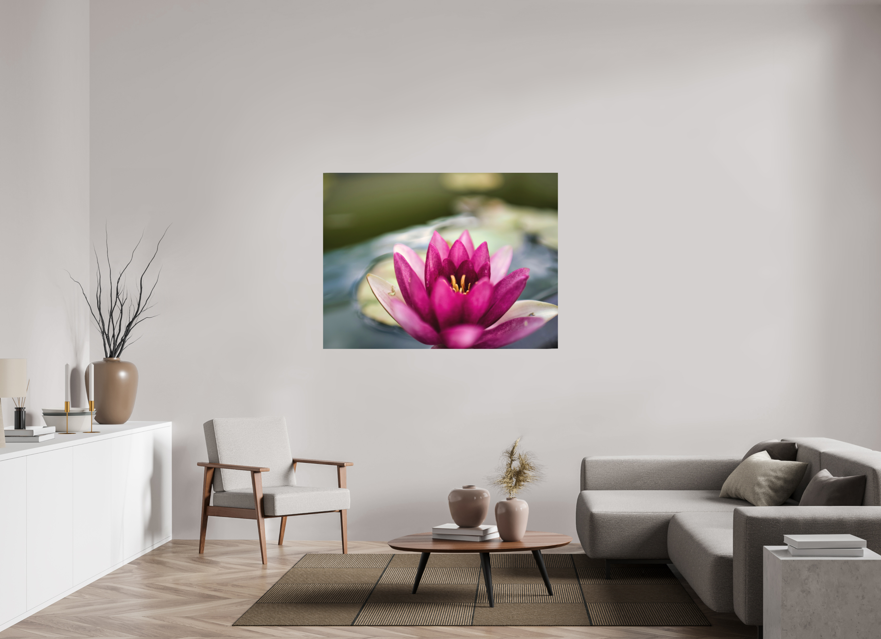 140 x 105 cm, Aluminum Dibond Water Lily Grace – Stillness in Bloom