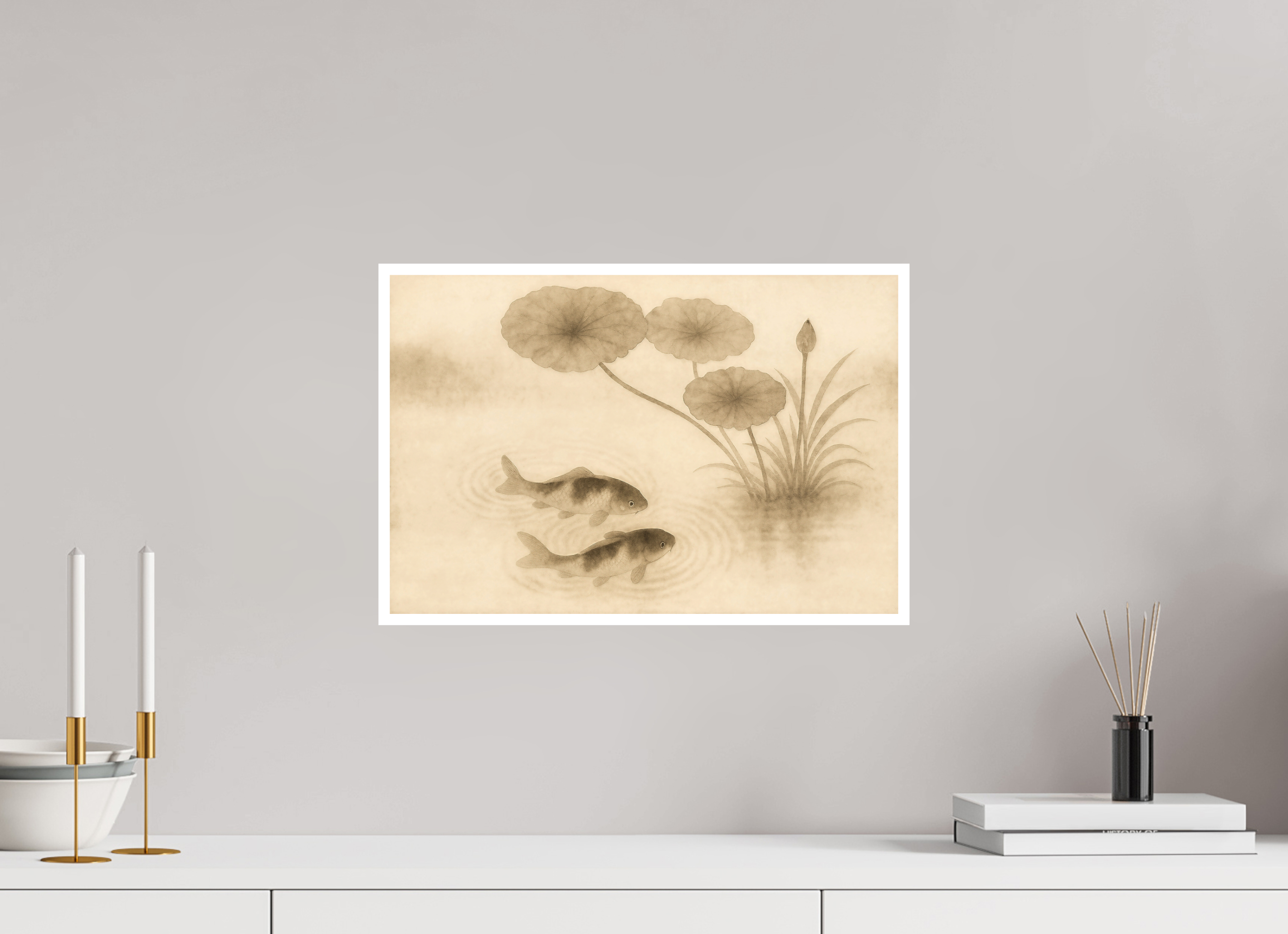 45 x 30 cm, Poster Koi & Lotus – Harmony in Still Water