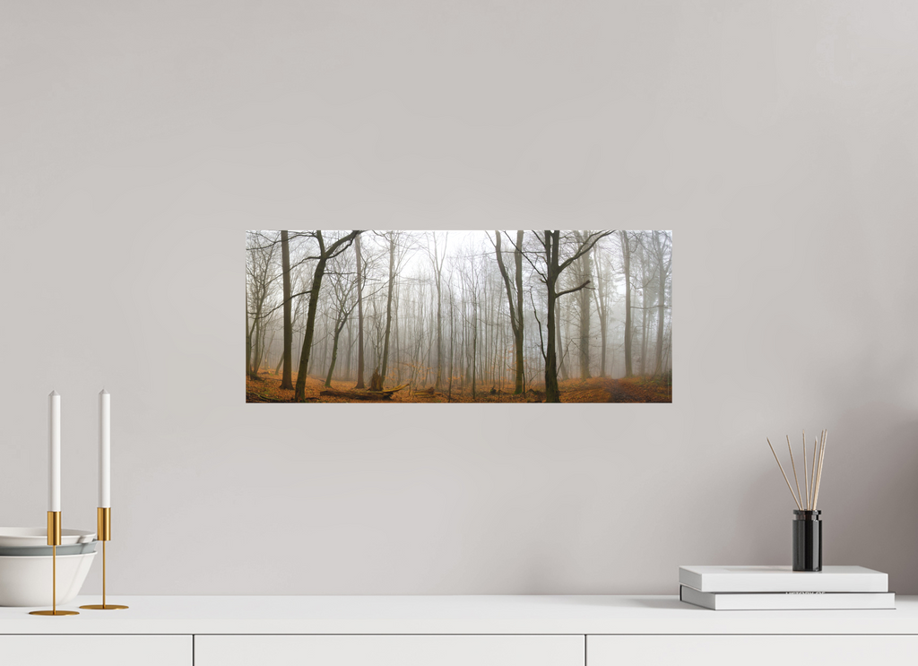 51 x 20 cm, Canvas Foggy Forest Art Print – Quiet Woodland Photography for Calm Spaces