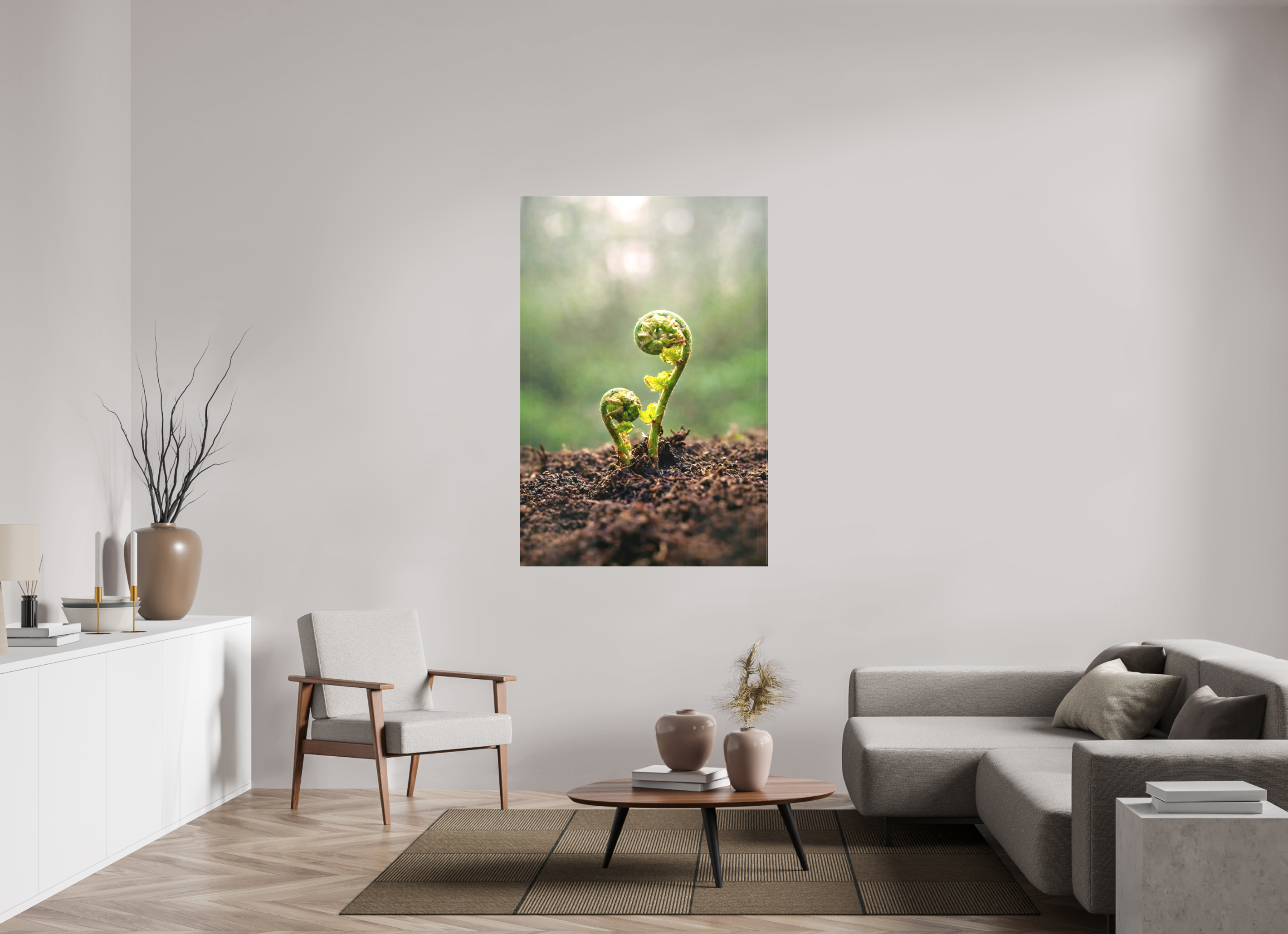 100 x 150 cm, Canvas Fiddlehead Twins – Emerging Forest Life