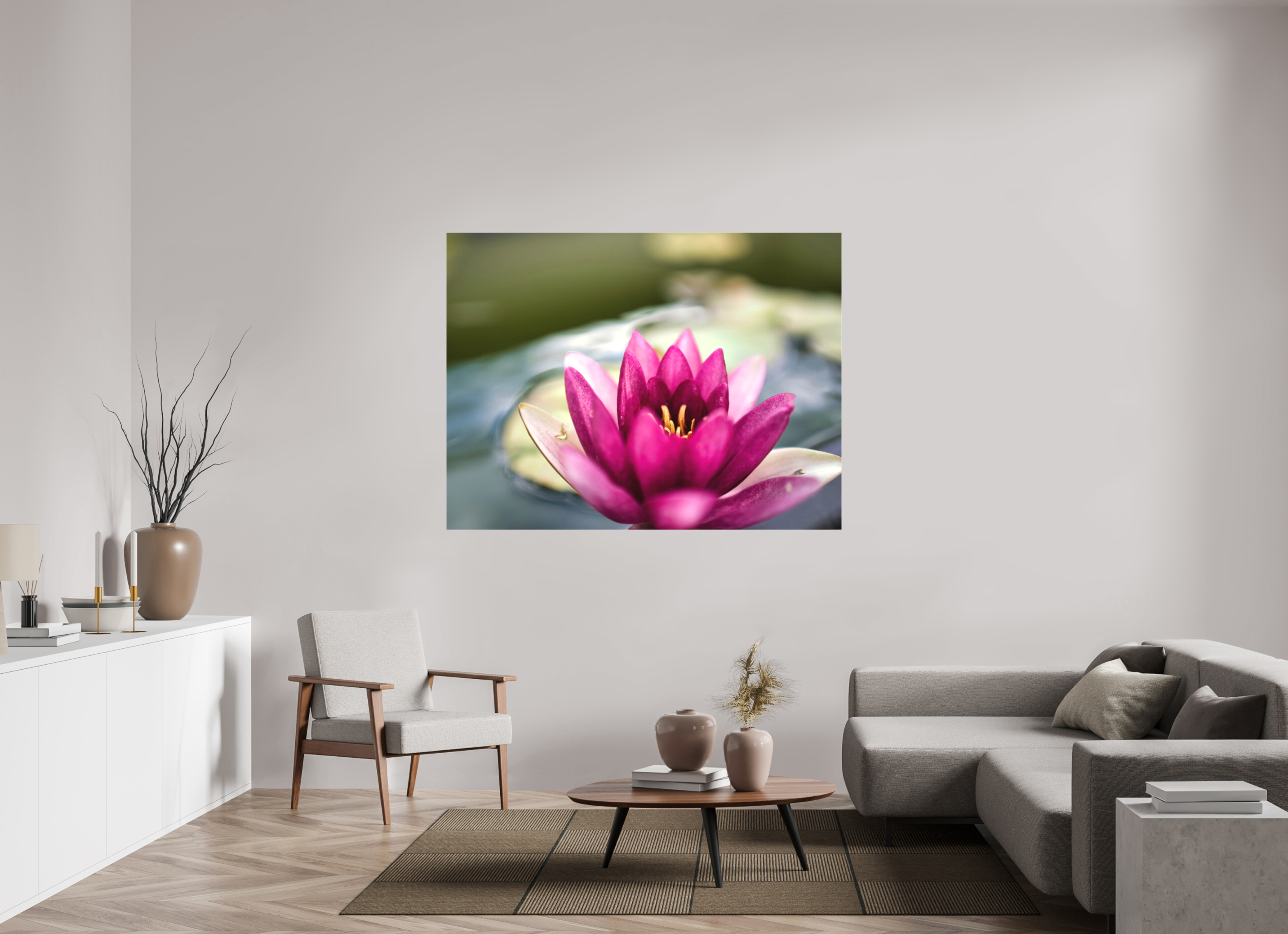 160 x 120 cm, Canvas Water Lily Grace – Stillness in Bloom