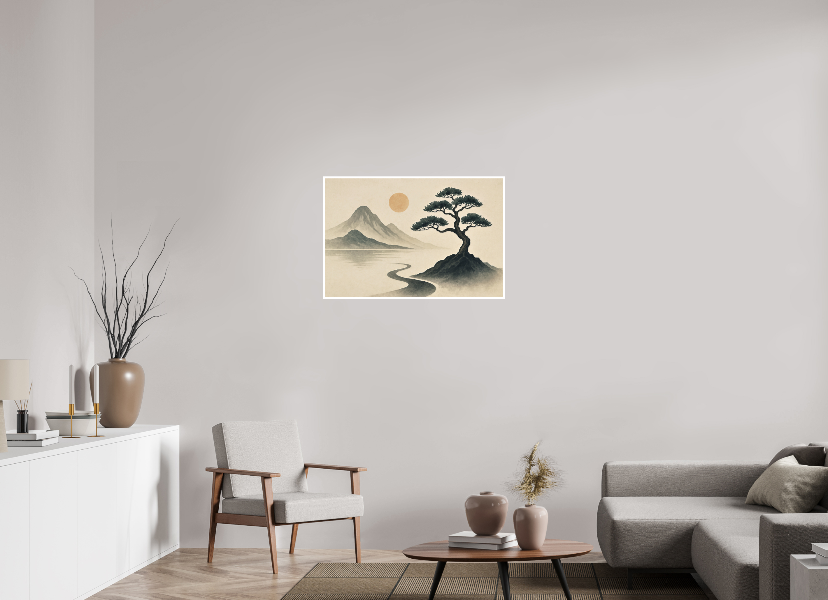 90 x 60 cm, Poster Solitary Path – Light Over Quiet Mountains