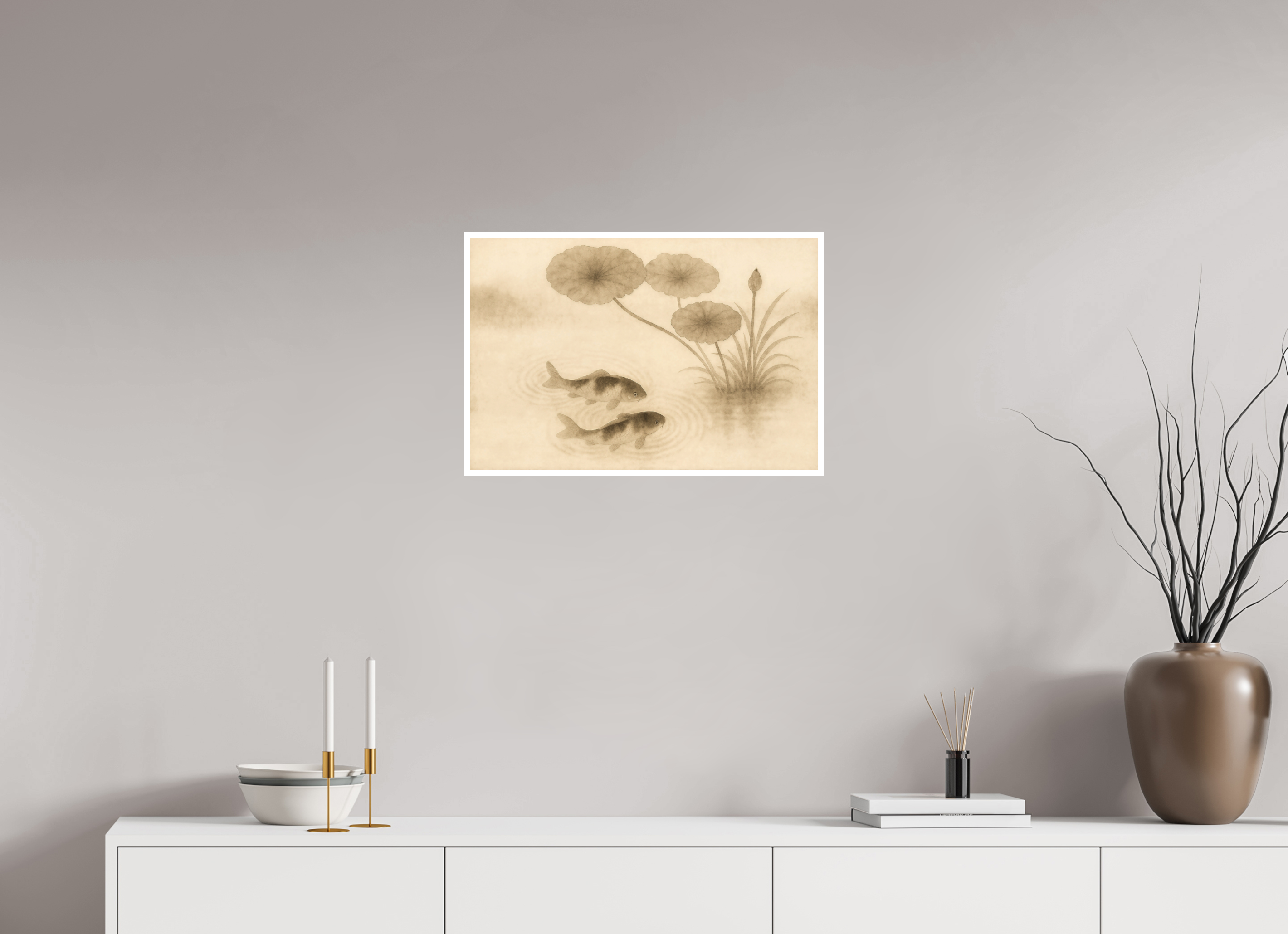 60 x 40 cm, Poster Koi & Lotus – Harmony in Still Water