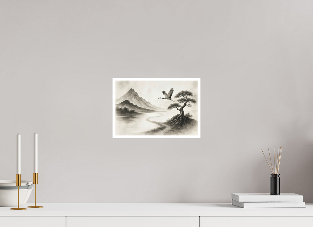 30 x 20 cm, Poster Mountain of Quiet Grace – Ink Landscape Art Print