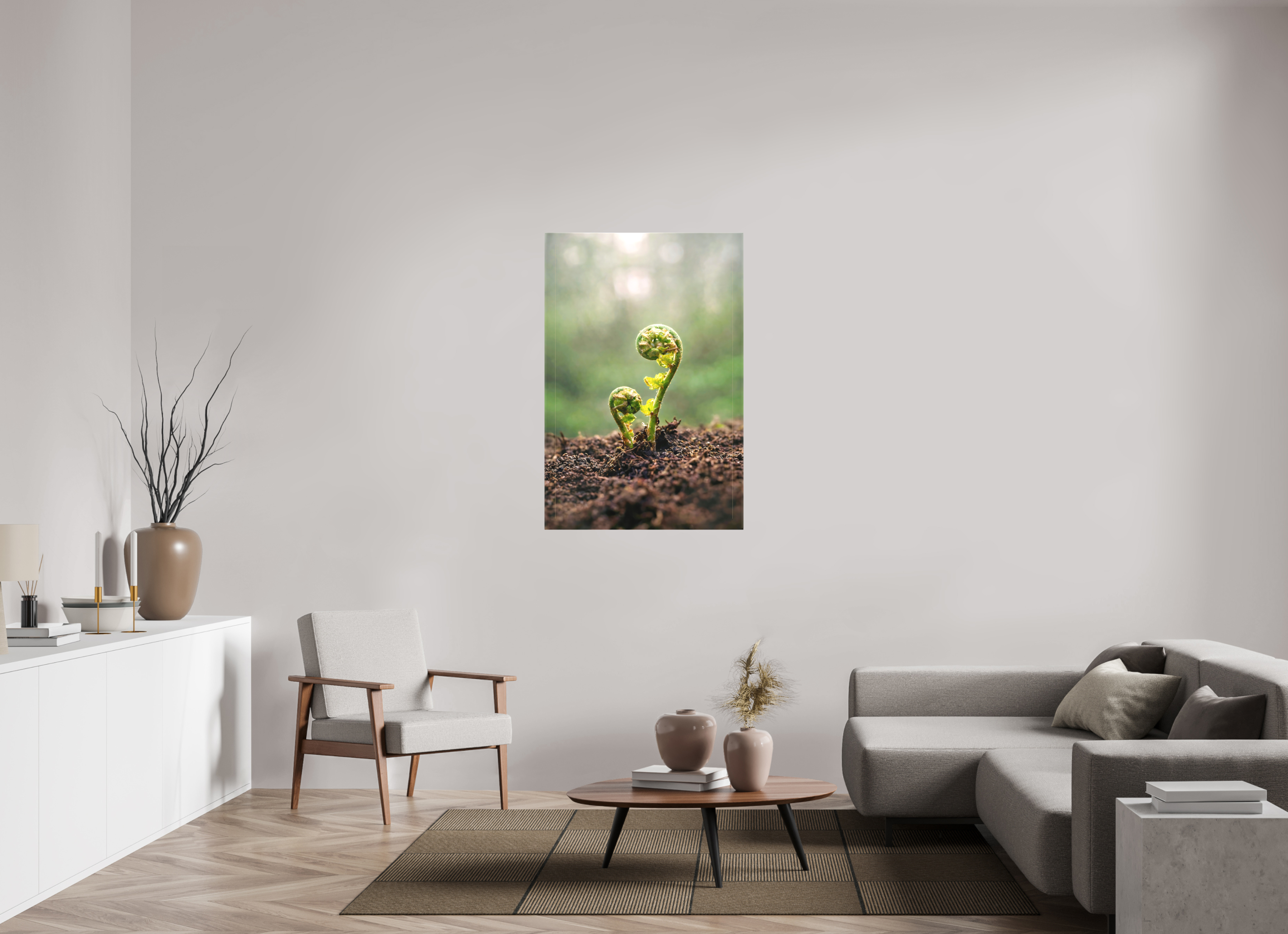 80 x 120 cm, Canvas Fiddlehead Twins – Emerging Forest Life