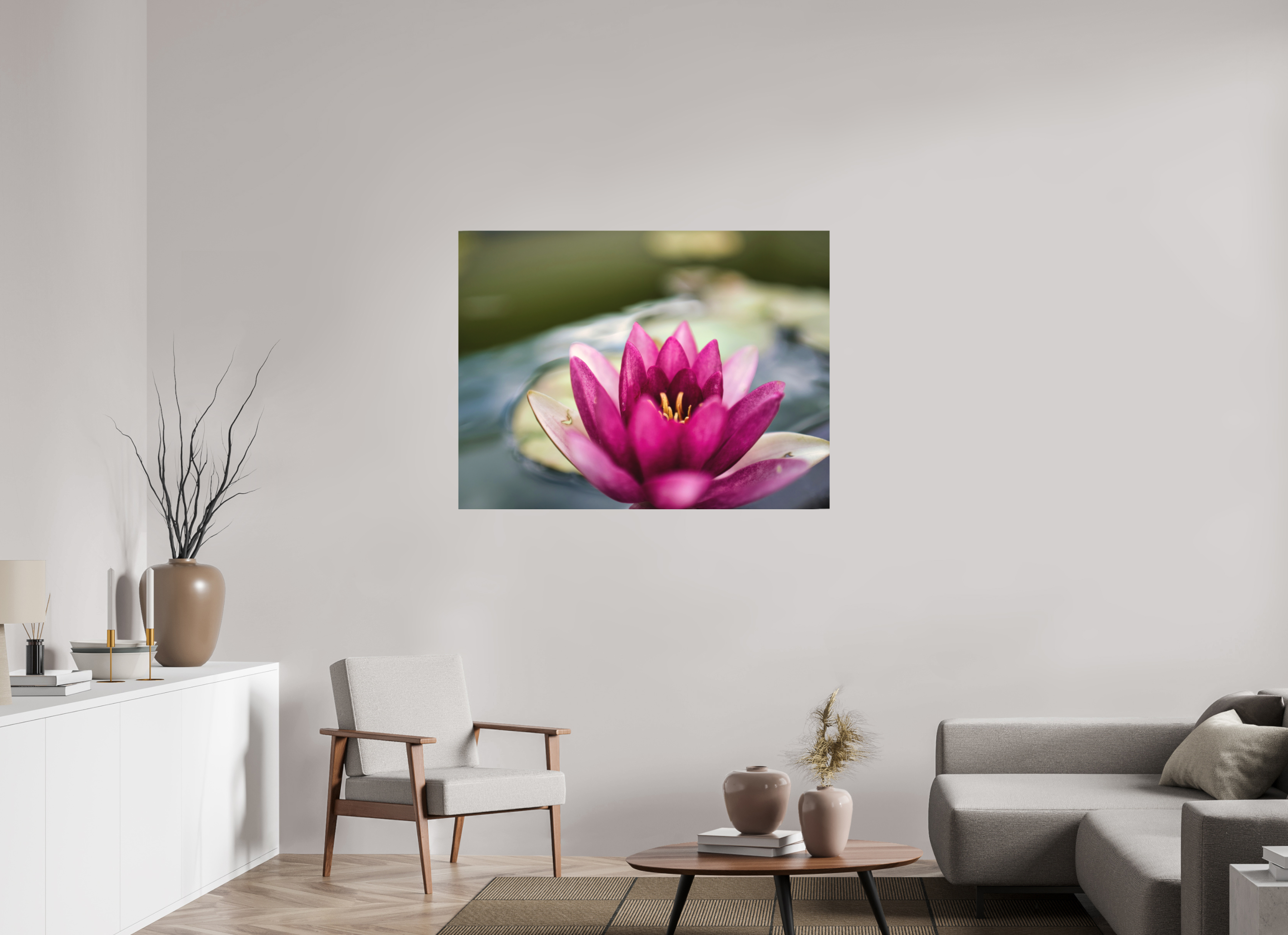 120 x 90 cm, Aluminum Dibond Water Lily Grace – Stillness in Bloom