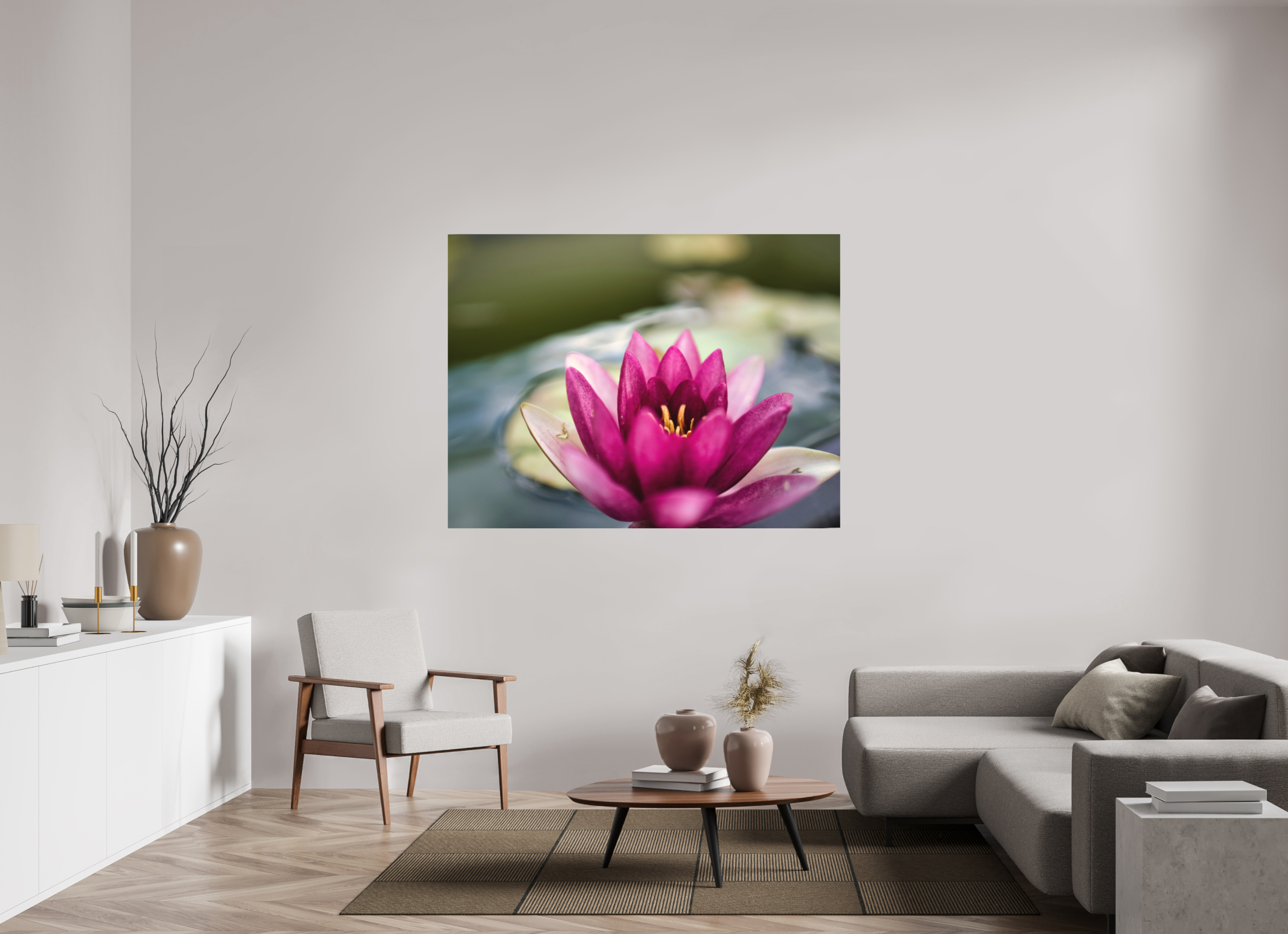 160 x 120 cm, Aluminum Dibond Water Lily Grace – Stillness in Bloom