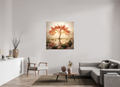 120 x 120 cm, Canvas Stillness Tree – Light Over Quiet Waters
