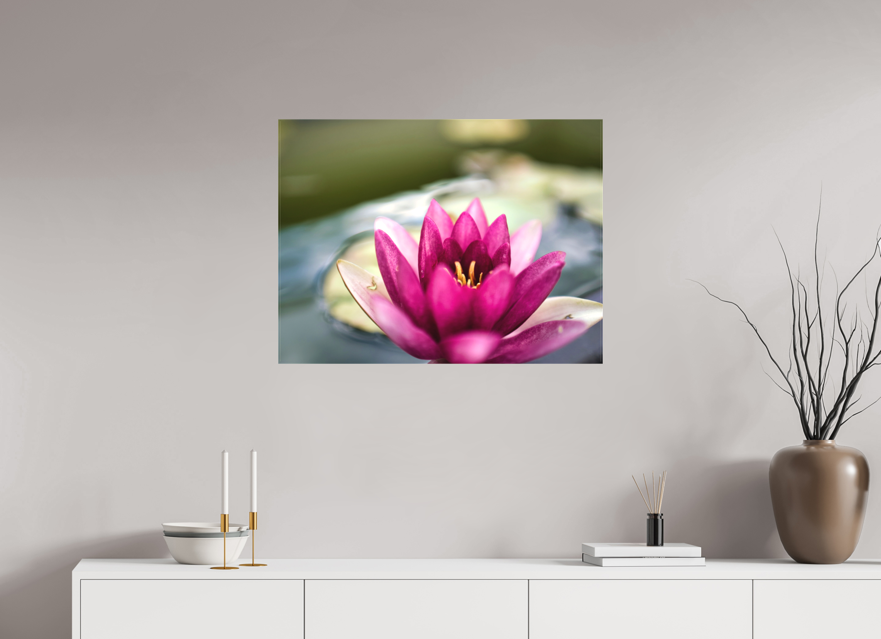80 x 60 cm, Canvas Water Lily Grace – Stillness in Bloom