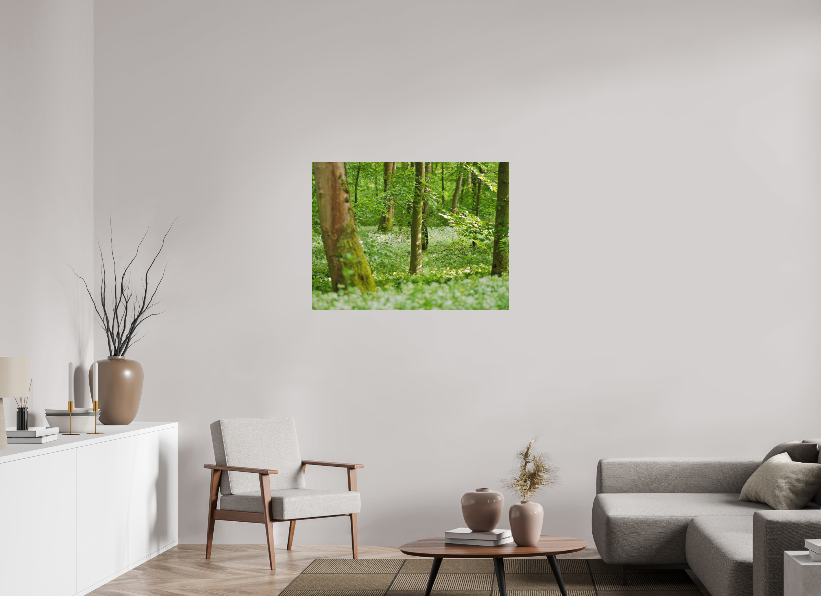 100 x 75 cm, Aluminum Dibond Forest Bloom – Whispering Spring Light