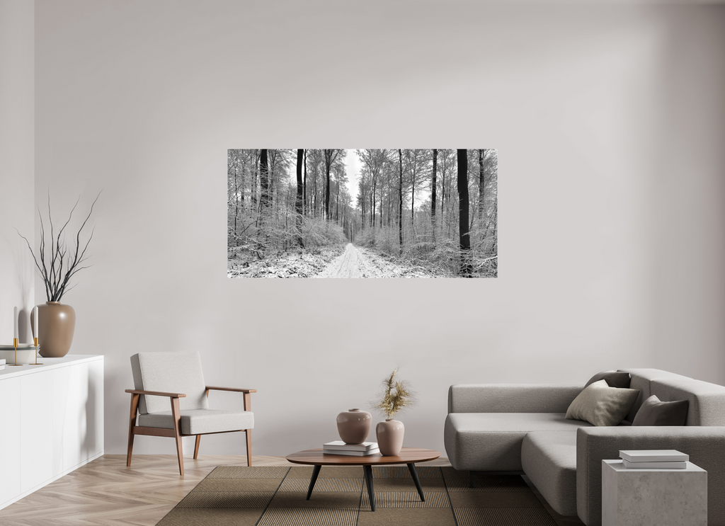 189,5 x 90 cm, Canvas Winter Path – Silence in Black and White