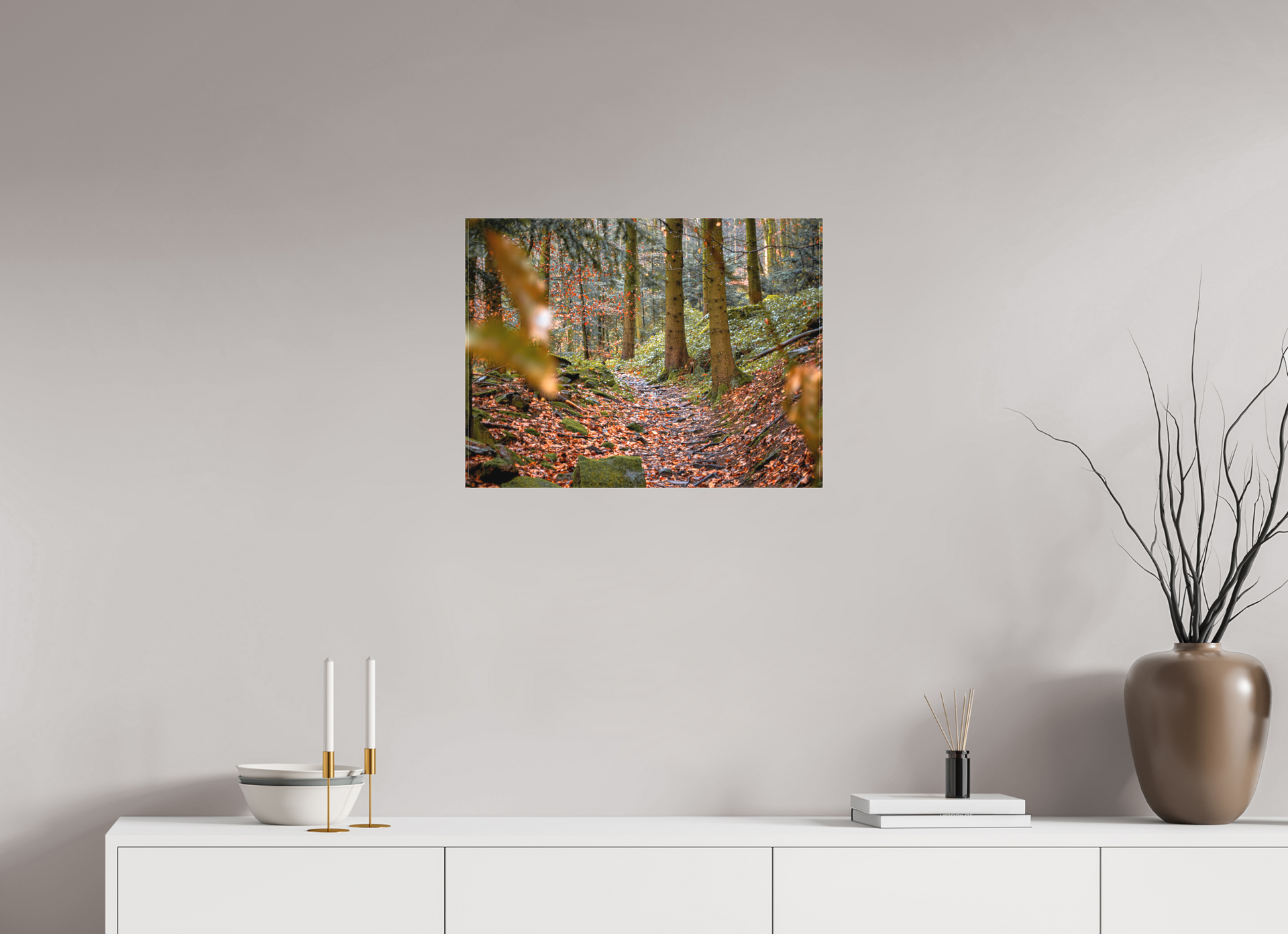 Autumn Path | Minimalist Forest Wall Art | Dibond & Canvas