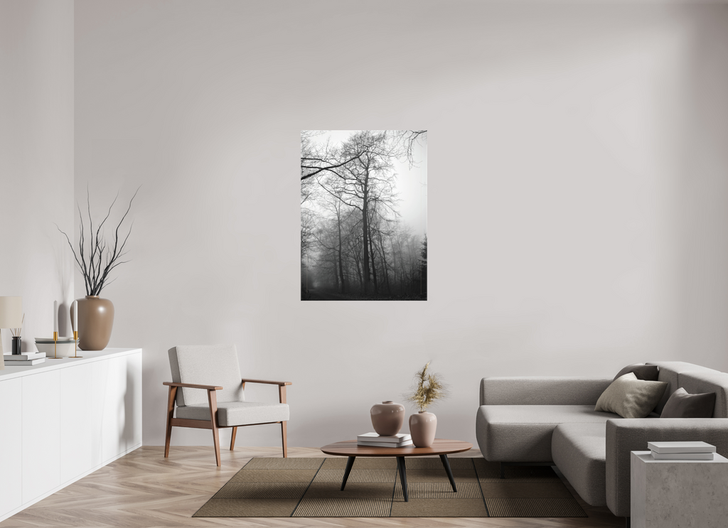 90 x 121,8 cm, Canvas Fog Lines – A Path Through Quiet Woods