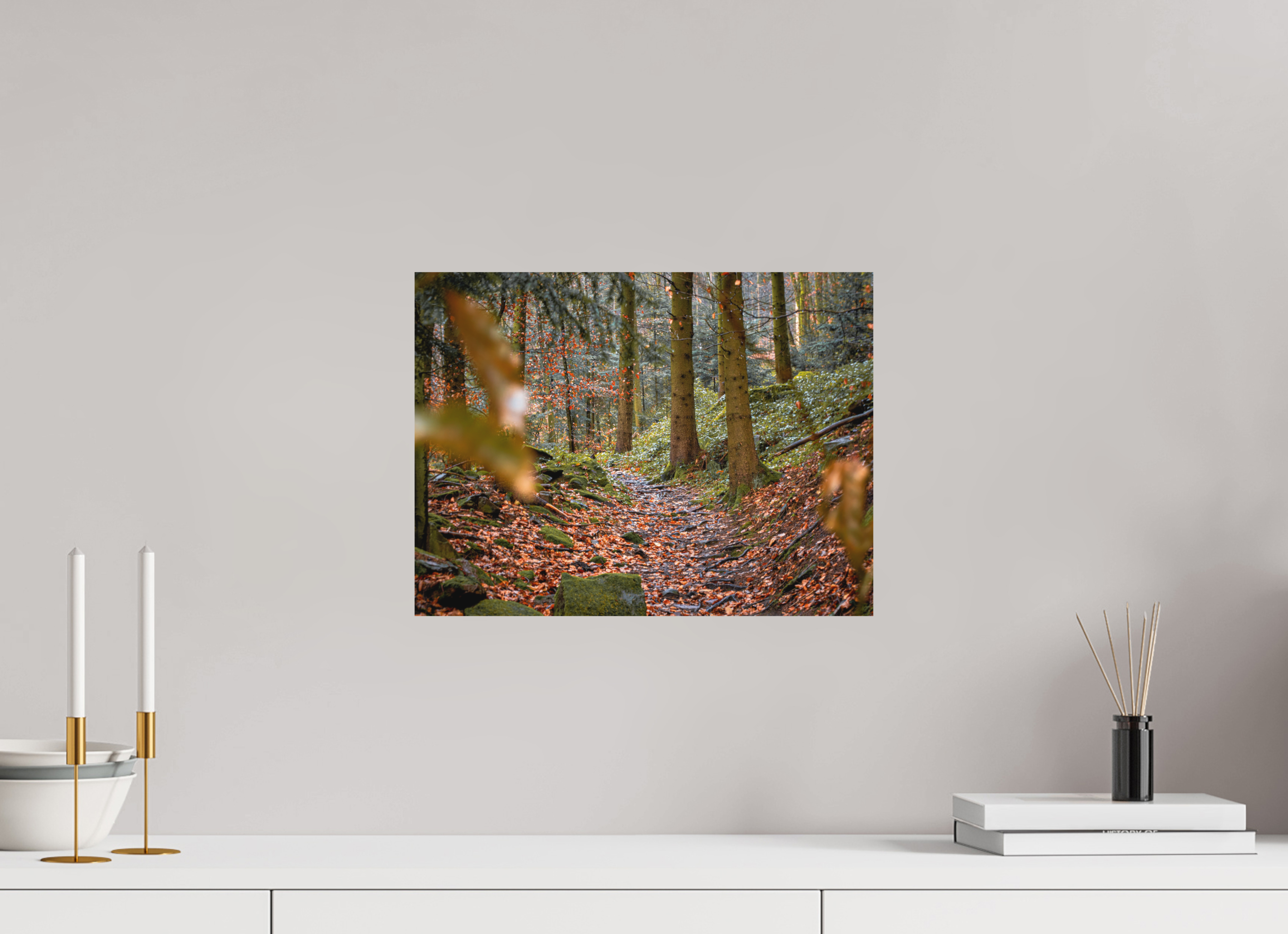 40 x 30 cm, Aluminum Dibond Autumn Path – Quiet Steps Through the Woods