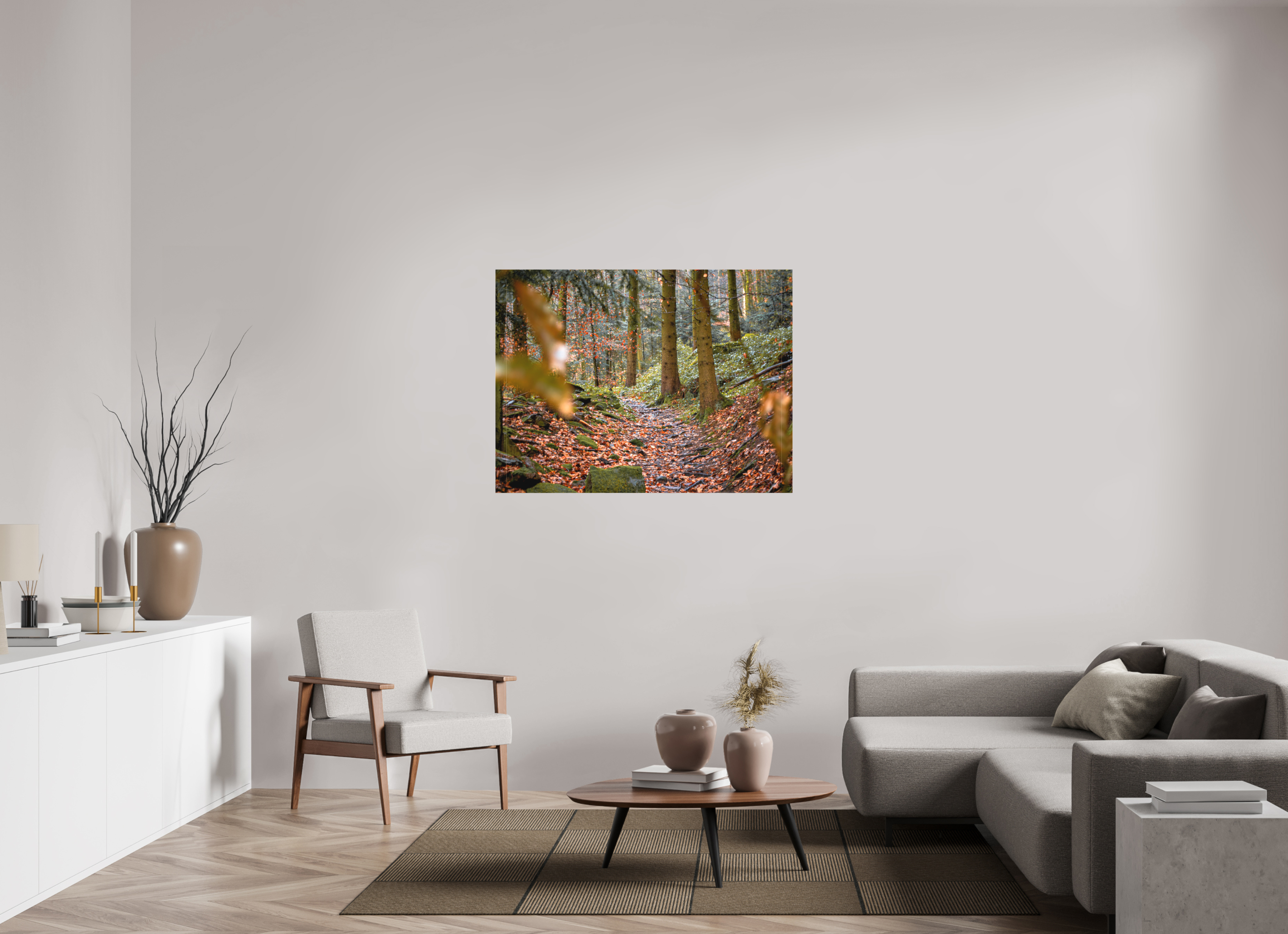 120 x 90 cm, Canvas Autumn Path – Quiet Steps Through the Woods